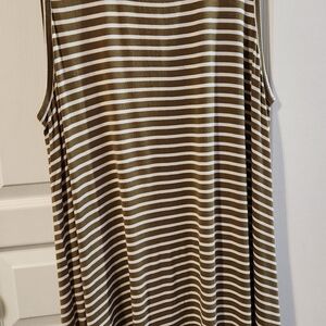 Joan Vass Brown and Cream Striped dress